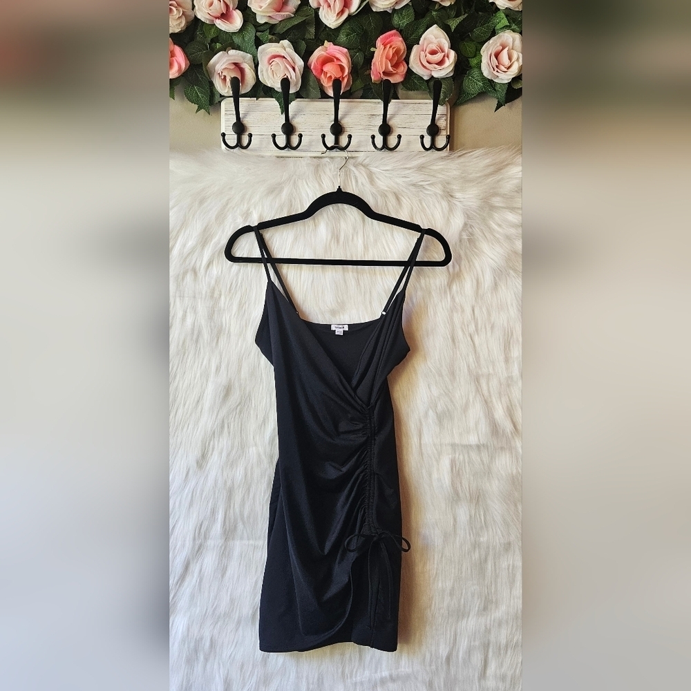 Garage Midnight Black Bodycon Ruched Slip Dress